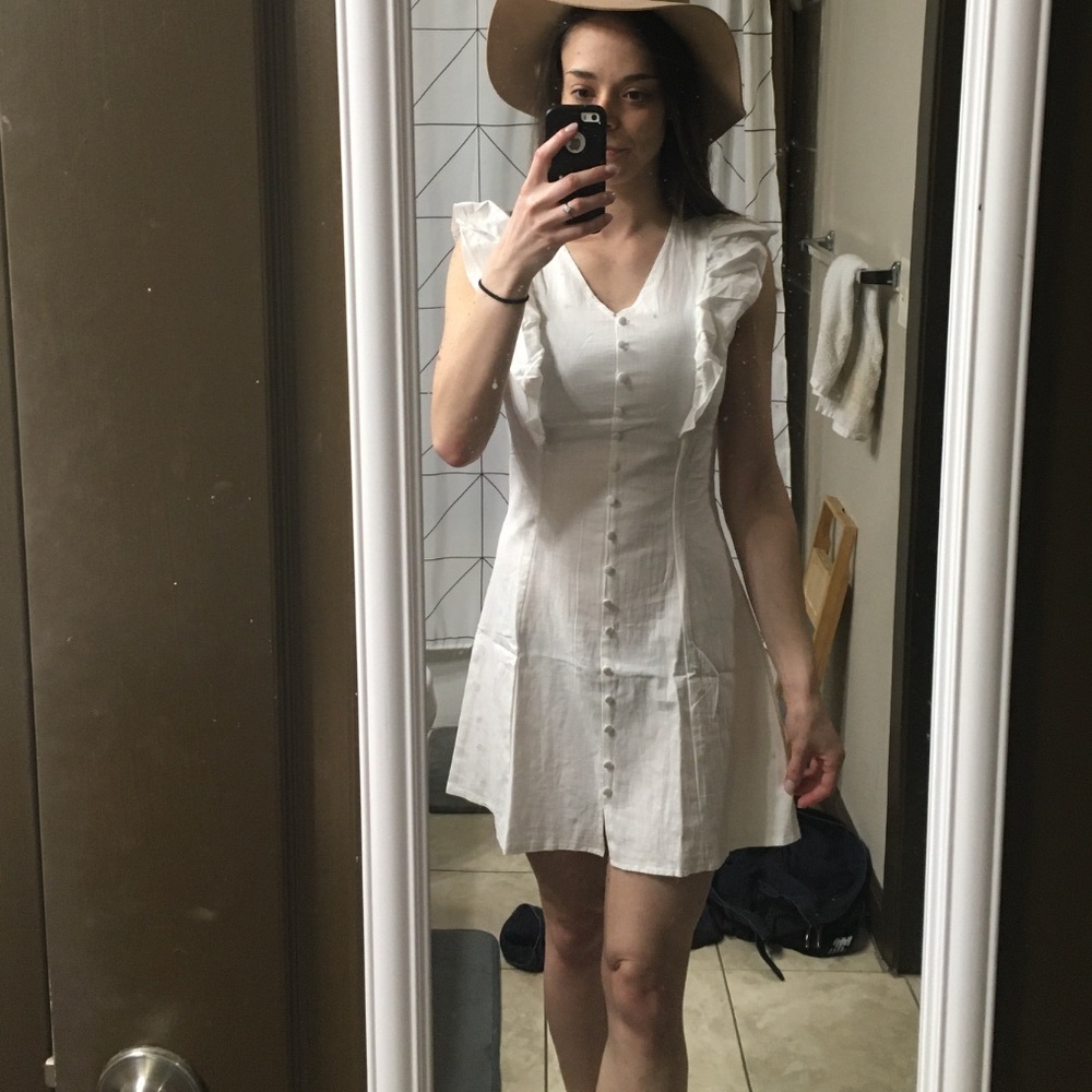 SHEIN White Flutter Sleeve Mini Dress